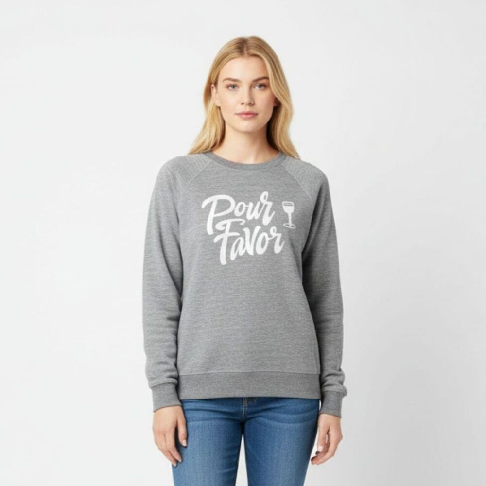 Wildfox Gray Pour Favor Long Sleeve Sweatshirt L